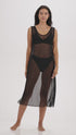 SOLID LONG DRESS - POWER MESH PRINT